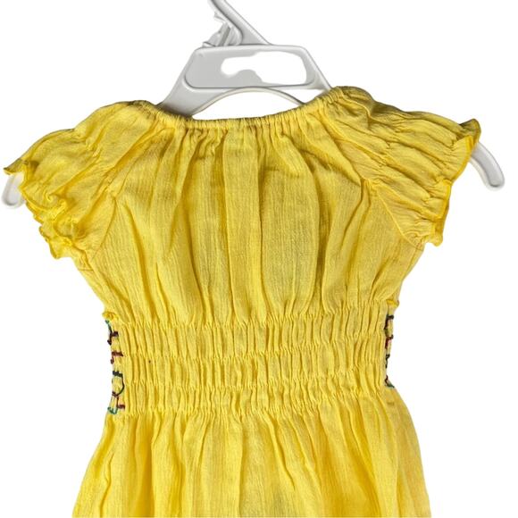 Yellow smocked embroidered floral ruffle short sleeve dress size 2T - Picture 5 of 7